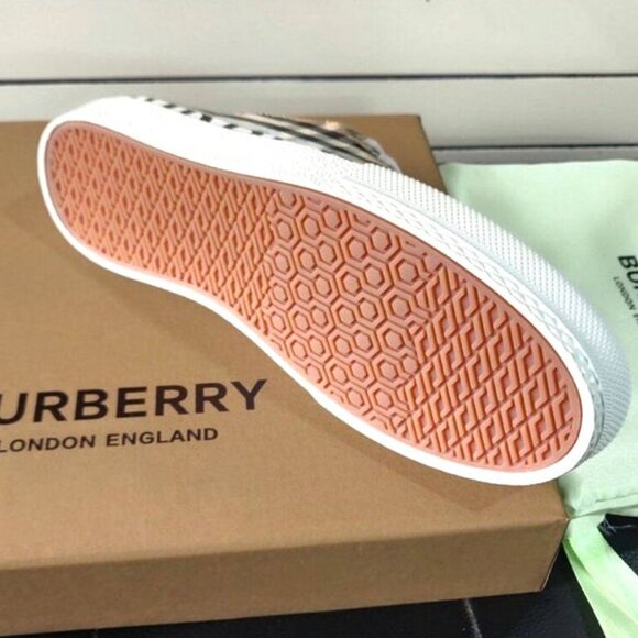 Burberry Logo Print Vintage Check Cotton Sneakers Archive Beige - Picture 7 of 7